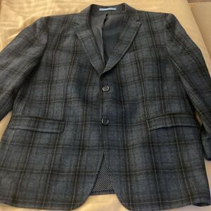 Sand Copenhagen NWOT Mens Wool Jacket in Blue/Black Plaid. Size 56EU.